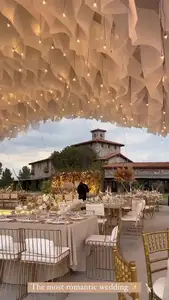 Summer Vibe Beach Side Bar Party Luxury Wedding Decoration Moves In The Wind S Shape Tulle Ceiling Drape