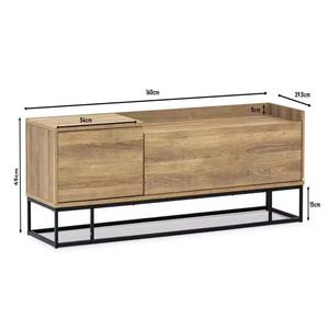 Modern Creative Side <b>Table</b> with <b>Iron</b> and Wood Structure, Height Adjustable Coffee <b>Table</b> (Living Room Category) - Product Image 4
