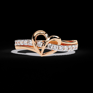 Bague de fiançailles élégante en or jaune 14 carats, avec diamant en forme de cœur, pour femmes, diamants naturels certifiés - Product Image 3