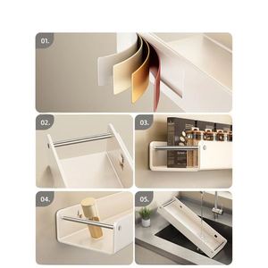 Étagère de cuisine murale multifonctionnelle rectangulaire blanche, résistante à la rouille, moderne, en acier inoxydable, pour rangement d'épices, bouteilles et boîtes - Product Image 4