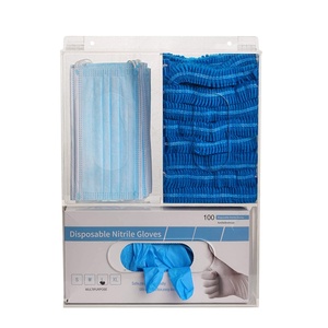 Wall Mount Clear Acrylic Disposable Glove Holder Face Mask Dispenser Triple Custom Thickness Customized Logo Silk-Screen Printed - Product Image 2
