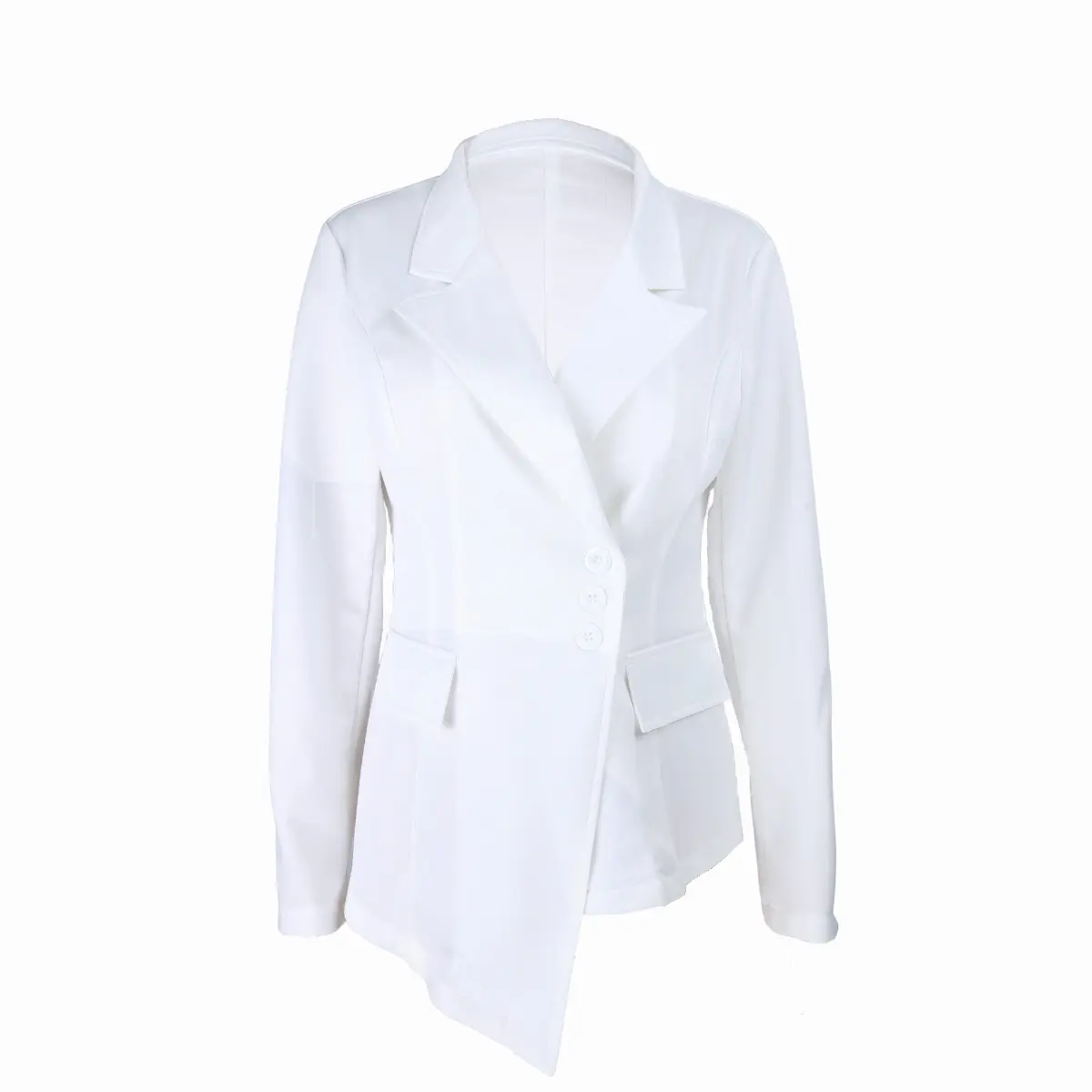 2021 Women Fashion Office Solid Color Long sleeve Abnormal Small Suit Top Business Lady Formal White Blazer For Woman
