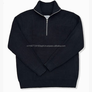 Suéter de cuello alto con media cremallera, mezcla de lana, estilo holgado y relajado, camisa de punto, top del mismo estilo para hombre y mujer - Product Image 4