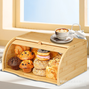 Hot-selling bamboo bread boxes for export, cross-border e-commerce, small cake storage boxes, <b>kitchen</b> and household - Product Image 3