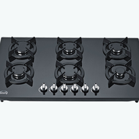Haute qualité gaz cinq brûleurs Camping Gaz table de cuisson Standard Propane protecteur poêle usage domestique biogaz four verre GPL cuisinière