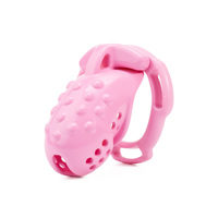 Verbesserter 6-Ring 4-Ring Bump-Extrusion Pinker Keuschheitskäfig mit Schloss für Männer – Ideal für Anfänger