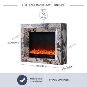 Chimeneas eléctricas de lujo modernas de imitación de mármol gris Mdf pieza de manto independiente chimenea envolvente con kit de repisa de mármol - Product Image 2