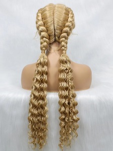 Venditori all'ingrosso di parrucche anteriori in pizzo intrecciato africano <span class=keywords><strong>con</strong></span> <span class=keywords><strong>capelli</strong></span> del bambino per le donne parrucca in pizzo intrecciato parrucche sintetiche intrecciate senza colla - Product Image 4