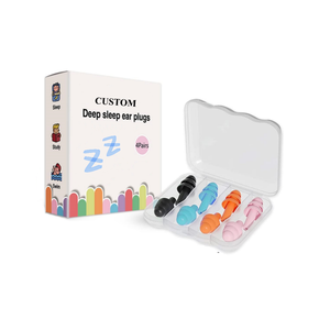 4 paia di tappi per le orecchie di marca personalizzati per dormire in Silicone morbido riutilizzabile, tappi per le orecchie per la cancellazione del rumore del sonno - Product Image 1