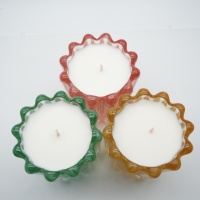 Bougie artisanale en verre transparent avec trois couleurs, contenants en verre recyclables, bougie personnalisée pour la décoration de fête et de la maison