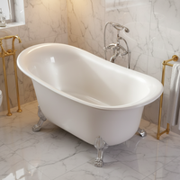 Baignoire ovale vintage de luxe européenne en acrylique blanc, écologique, pour usage intérieur, design traditionnel, autoportante avec drain intégré
