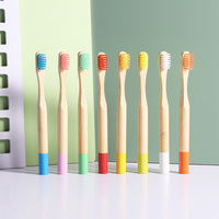 Brosses à dents en bambou naturel - Manche rond, poils doux et moyens, biodégradables, écologiques, en bois, colorées pour adultes