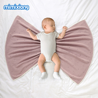Mimixiong OEKO Tex bebé recién nacido tejido Shell borde ganchillo sólido bebé Swaddle algodón tejido mantas