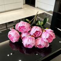 7 Tangkai Bunga Peony Buatan Tangan dari Sutra, Buket Bunga Peony Palsu, Dekorasi Meja Rumah untuk Hari Valentine dan Pernikahan