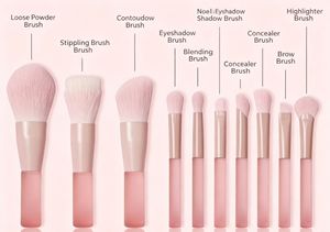 10 piezas de brochas de maquillaje de color rosa con diferentes funciones y cerdas suaves, mangos de brocha exquisitos y duraderos - Product Image 4