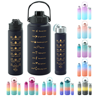Ensemble de 3 bouteilles d'eau sportives en plastique sans BPA pour la gym et le fitness, avec boîte cadeau mystère