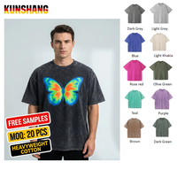 Kaos Katun Berat 280g Pria Streetwear Oversized Boxy Fit Pola Kustom Grosir Vintage Wash Acid Wash Wear