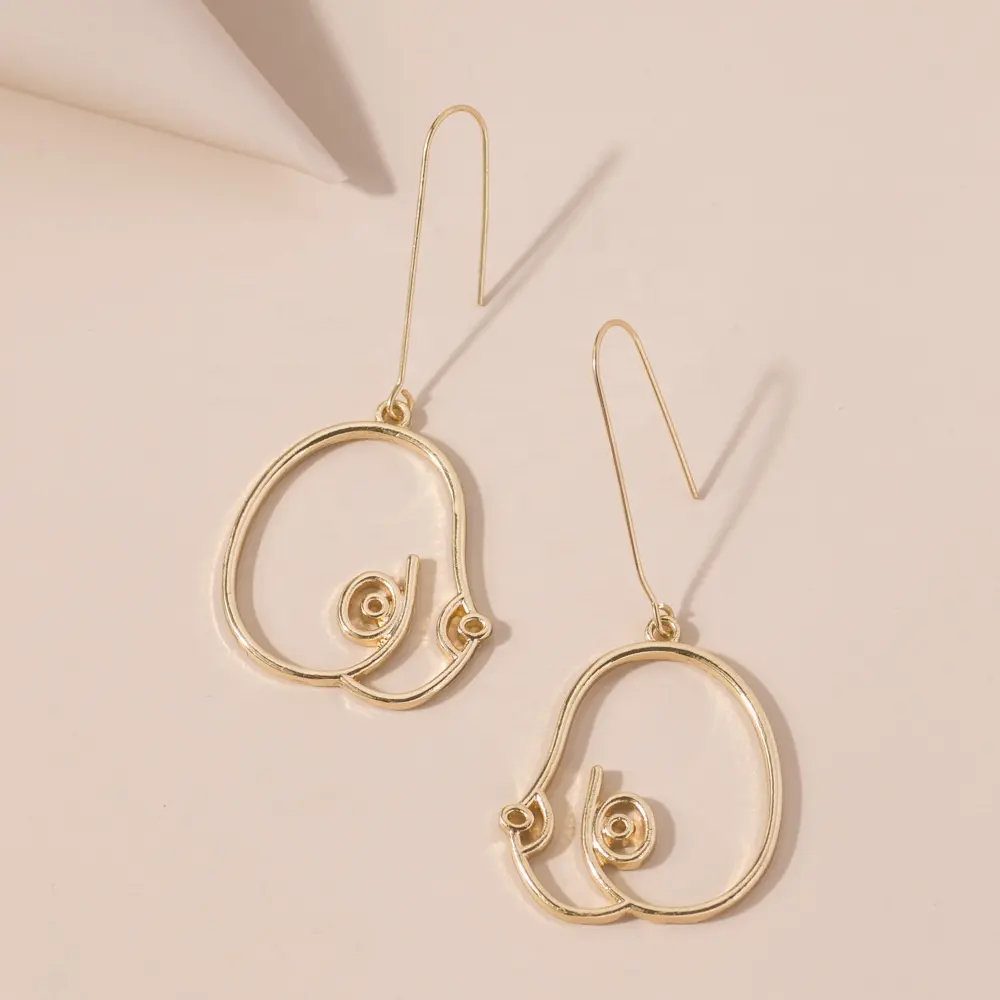 Ins 18K Gold Hollow Sexy Chest Drop Earrings for Women Jewelry Wholesale