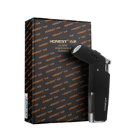 Logo personnalisé en gros coupe-vent rechargeable Butane bleu flamme torche briquet à gaz cigare cuisine Bbq Camping torche briquets