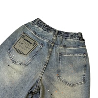 Shorts en jean pour hommes tendance, taille mi-haute élastique, grandes tailles, style rétro urbain, texture premium polyester/coton, délavage sable