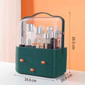 Boîte de rangement cosmétique à double ouverture en plastique pour le bureau, la coiffeuse, le tiroir, les bijoux, les soins de la peau, étagère de rangement de haut niveau - Product Image 4