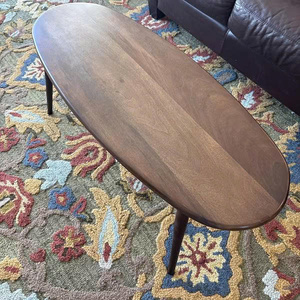 Table basse moderne faite à la main, prix de gros, en bois de noyer massif, ovale, ellipse, rectangle, style mid-century - Product Image 4