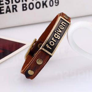Pulsera de Cuero Genuino Grabable Personalizada, Brazalete Vintage de Piel de Vaca, Regalo - Product Image 5