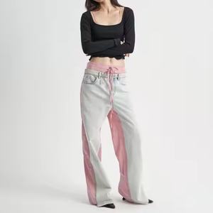 Jean baggy décontracté et tendance OEM, taille basse, coupe large, en denim respirant, pour femme - Product Image 4