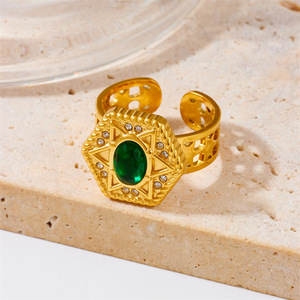 Thời Trang Niche Retro Thiết Kế Kim Loại Kim Cương Dát Ngôi Sao của <span class=keywords><strong>David</strong></span> Phụ Kiện Titan Thép Hollow Mở Vòng - Product Image 4