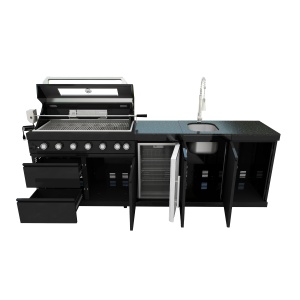 En stock dans l'entrepôt américain : Armoire <span class=keywords><strong>de</strong></span> cuisine extérieure <span class=keywords><strong>de</strong></span> jardin en acier inoxydable 304 noir <span class=keywords><strong>avec</strong></span> évier et réfrigérateur - Product Image 6