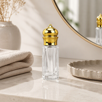 3ml 6ml 12ml Bouteille à billes de forme octogonale électrodéposée portable de style haut de gamme Conteneurs à billes avec bouchon doré crème