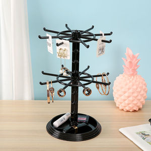 Desktop display stand, multi-tiered rotating jewelry rack, earring holder, jewelry <b>storage</b> rack, cute home organizer, <b>plastic</b>. - Product Image 5
