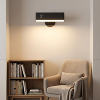 Lampe murale LED intelligente à commande tactile 360° de style moderne, en bois de hêtre, rotative magnétique, à intensité variable, rechargeable USB-C