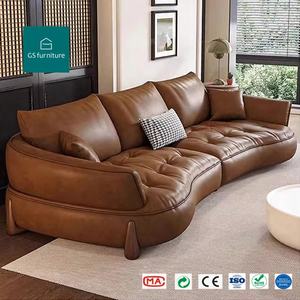 Lujoso Sofá Vintage de Cuero Sintético Estilo Retro con Relleno de Terciopelo Máximo Confort para el Hogar Sala de Estar Muebles para Hoteles - Product Image 1