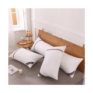 Wholesale custom long double breathable polyester brushed bed relaxing Cervical vertebrae pillow with lines