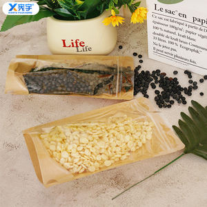 <span class=keywords><strong>Prix</strong></span> d'usine – Sachet Ziplock en papier Kraft transparent, résistant à l'humidité, pour emballage alimentaire, pochette à fond plat autoportante pour poudre protéinée épicée - Product Image 4