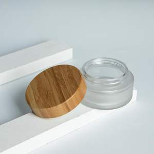 A medida Frost 5g 15g 30g 50g100g Crema hidratante de noche Fical Eye Cream Jars Cuidado DE LA PIEL Juego de embalaje de vidrio con tapas de Bambú - Product Image 3