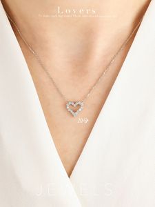 Collier en or 18 carats en forme de cœur avec diamants Xinfly, chaîne de clavicule polyvalente et élégante pour mariages, fêtes, or rose/blanc, cadeau - Product Image 5