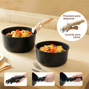 21-Piece Non-Stick Cookware Set With Detachable Wooden Handles Glass Lids <b>Induction</b> Compatible Pots <b>Pans</b> Utensils - Product Image 5