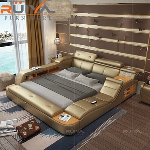 Intelligente Smart <span class=keywords><strong>Bed</strong></span> Luxe Italiaanse Slaapkamermeubilair Set Moderne Functionele King Size Lederen <span class=keywords><strong>Bed</strong></span> Met Opslag - Product Image 6