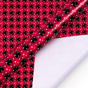 Custom Eco-Friendly Recyclable Double-Sided Red Black Plaid Stars Pattern Waterproof Gift <b>Wrap</b> <b>Paper</b> <b>Roll</b> Art <b>Paper</b> Packaging - Product Image 3