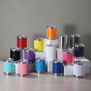 Custom 10oz Stainless Steel Travel Coffee Mug <b>Double</b> <b>Wall</b> Reusable Powder Coated Cup 10 oz Insulated Lowball Tumblers with Lid - Product Image 5