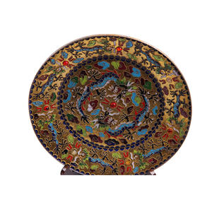 Assiette en porcelaine de couleur or, cadeau chinois pour l'intérieur, décoration style ancien égyptien, personnalisée - Product Image 2