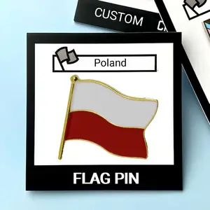Baru grosir hadiah khusus logam lencana Maroko Magnet bendera negara dorong lembut Enamel keras bendera Polandia Pin untuk setelan