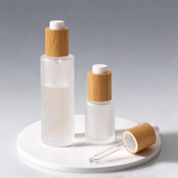 Botol Tetes Kaca Buram Transparan dengan Tutup Bambu Logo Kustom - Ideal untuk Aromaterapi, Kecantikan & Perawatan Kulit DIY