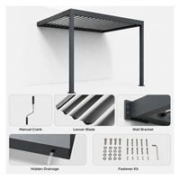 Pergolas de jardin bioclimatiques murales, pergola à lames orientables, auvent de pergola, pergola en aluminium, panneaux de pergola pour terrasse, villa, pont