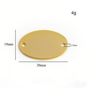 Bracelet et collier modernes en acier inoxydable, surface polie miroir, double trou, gravure DIY, forme plate - Product Image 5