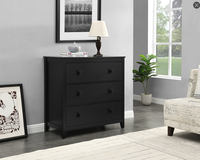 Commode de salon moderne en MDF mélaminé noir avec 3 grands tiroirs