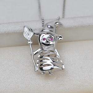 Collier pendentif en argent S925, style européen et américain, accessoires de bricolage pour sorciers/magiciens, avec cage à perles vide sans trou, 5-6 cages - Product Image 1