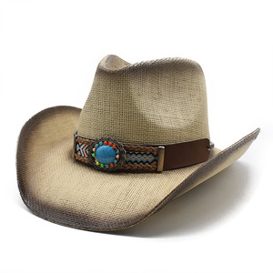 Sombrero de <span class=keywords><strong>Vaquero</strong></span> de Paja Estilo Veraniego con Protección Solar para Hombre y Mujer, <span class=keywords><strong>Pintado</strong></span> con Spray, Estilo Occidental - Product Image 3